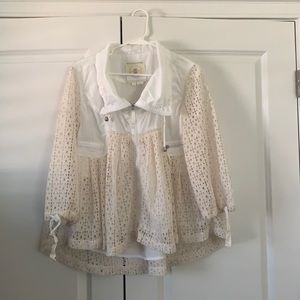 Anthropologie White Nylon and Eyelet Jacket